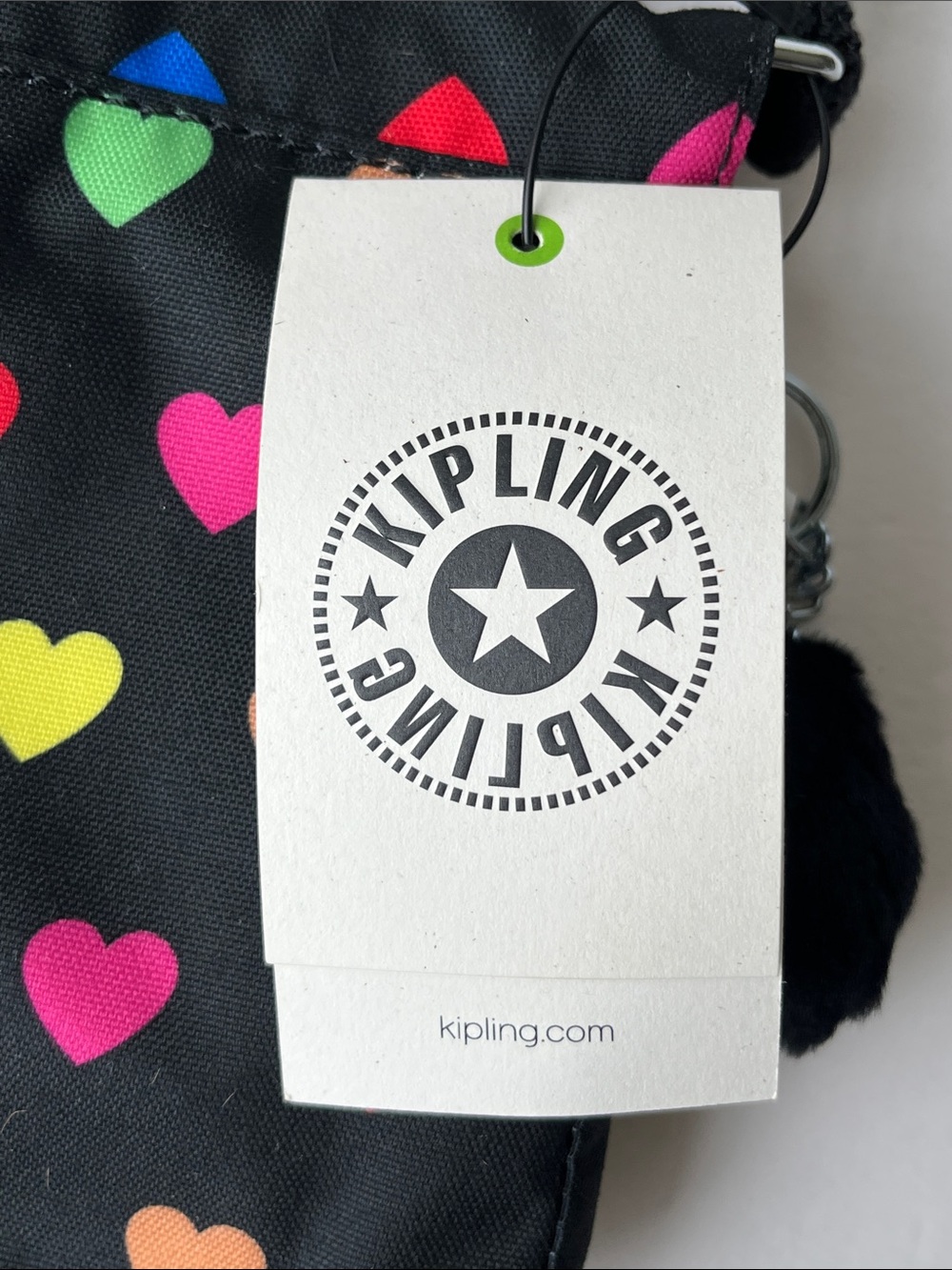 Kipling Wild Hearts Crossbody Black with Rainbow Heart Print Monkey Keychain NWT - Picture 5 of 10